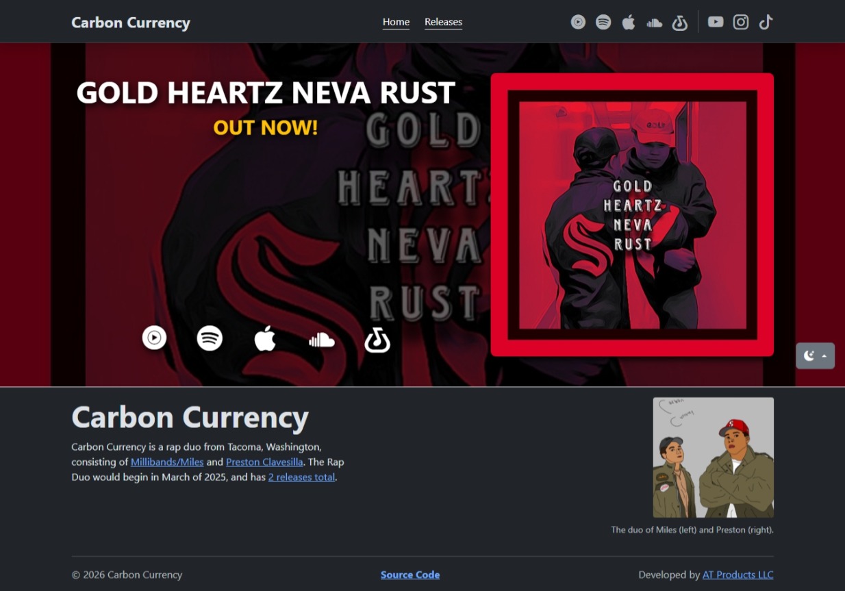 Carbon Currency website preview